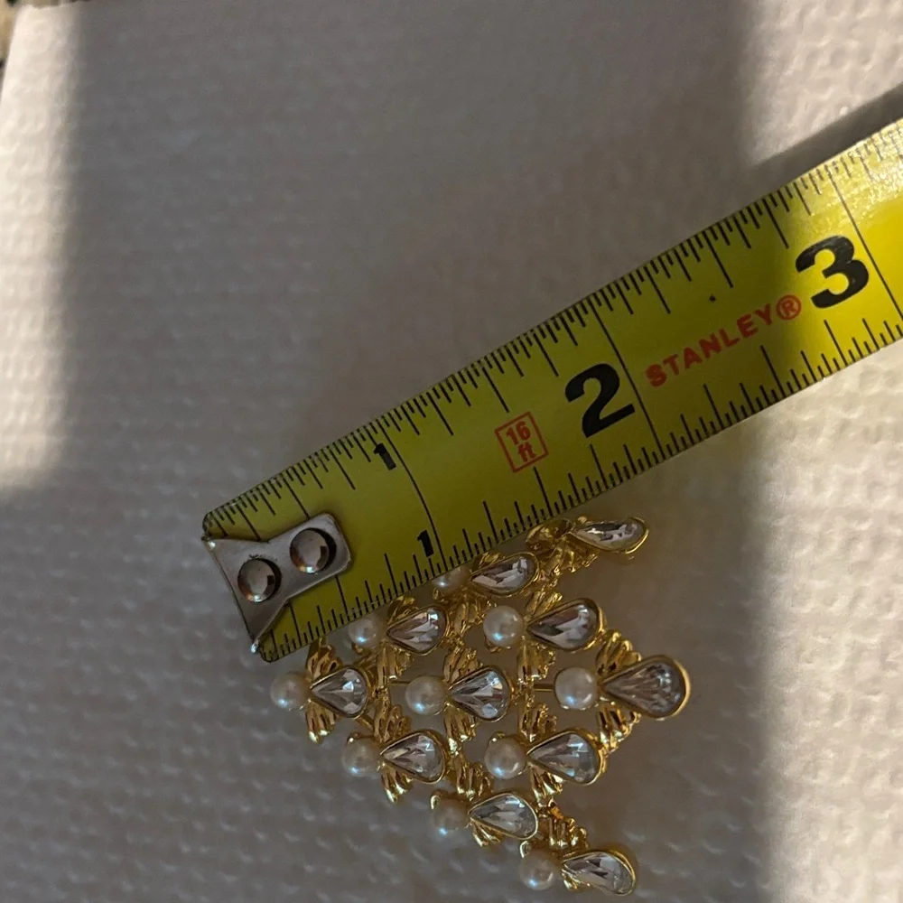 Vintage Signed BW Butler & Wilson Elegant Gold Angel ChristmasTree Pearl Brooch